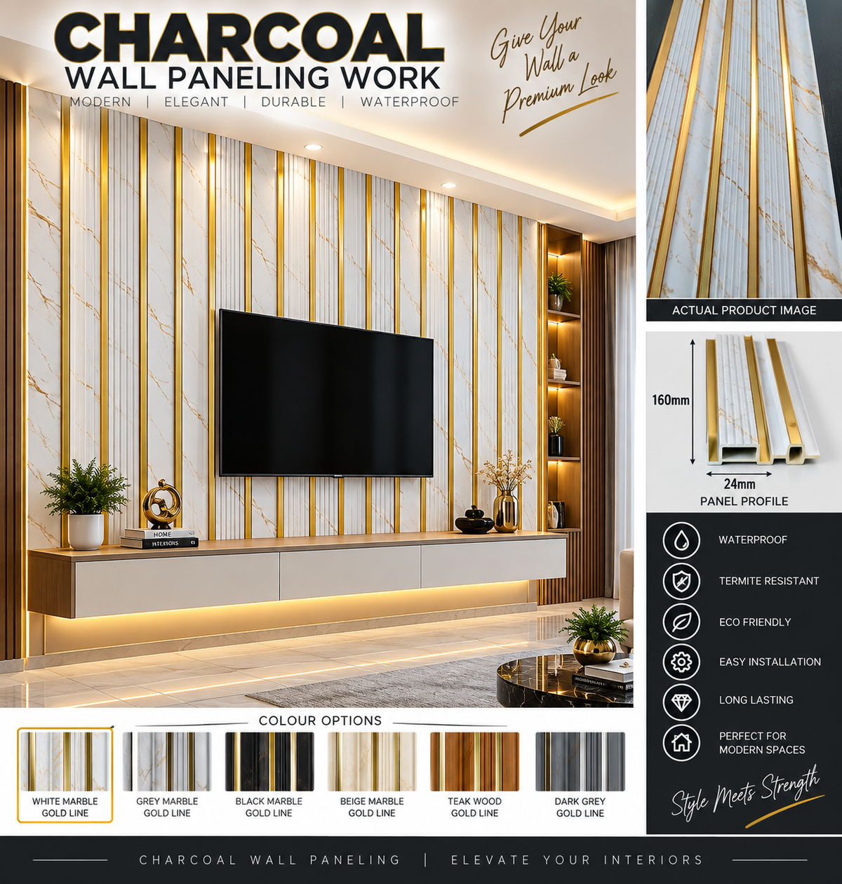 charcoal panels Work- (₹150-₹200) /sq.ft